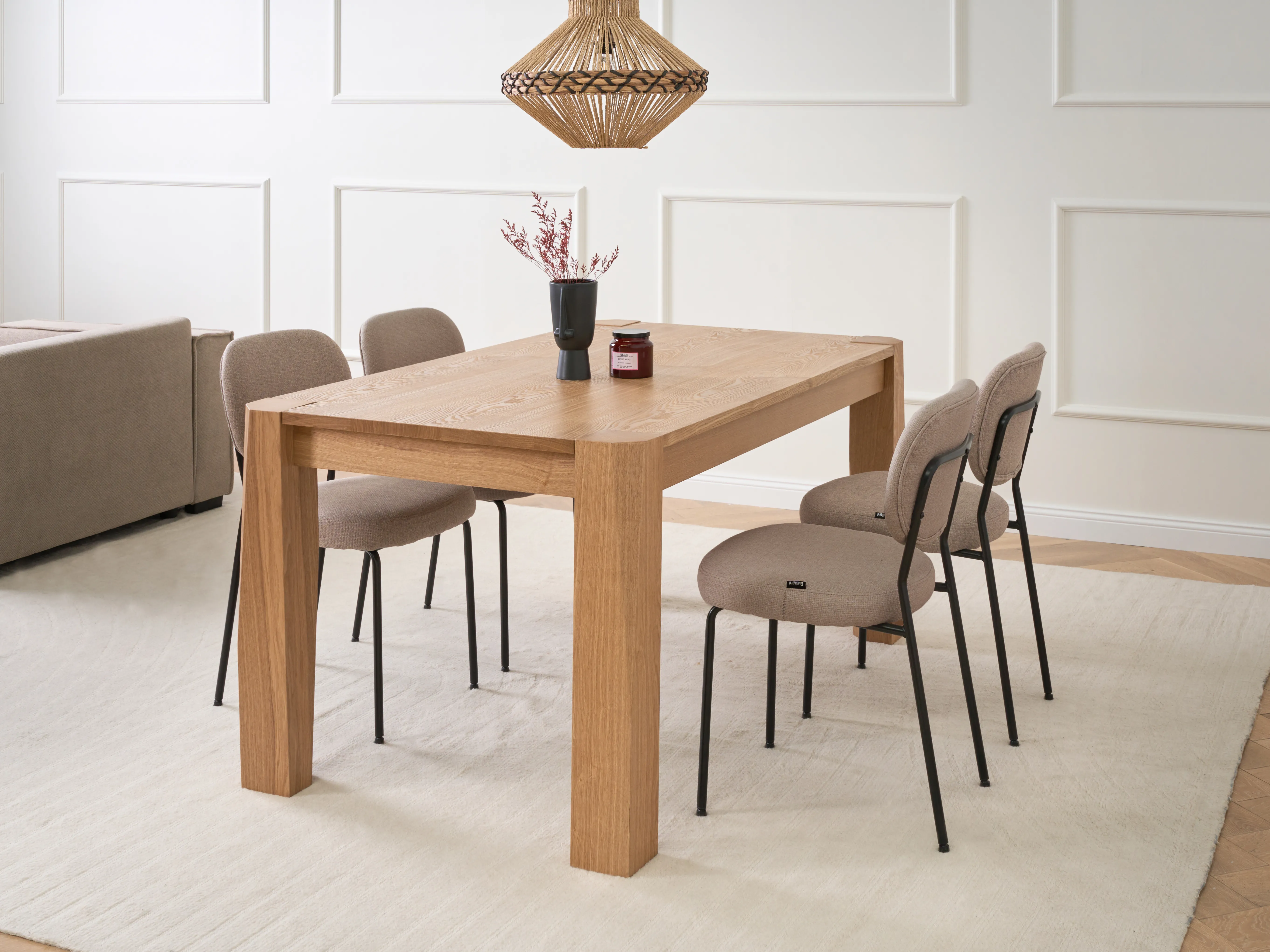 Eettafel uitschuifbaar MISSION Licht essenhout 90 cm 160/200 cm