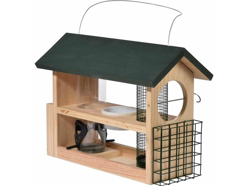 dobar Vogelfutterstation 7-in-1, 39 x 19 x 29 cm, Holz Wildvogel-Futterhaus zum Aufhängen