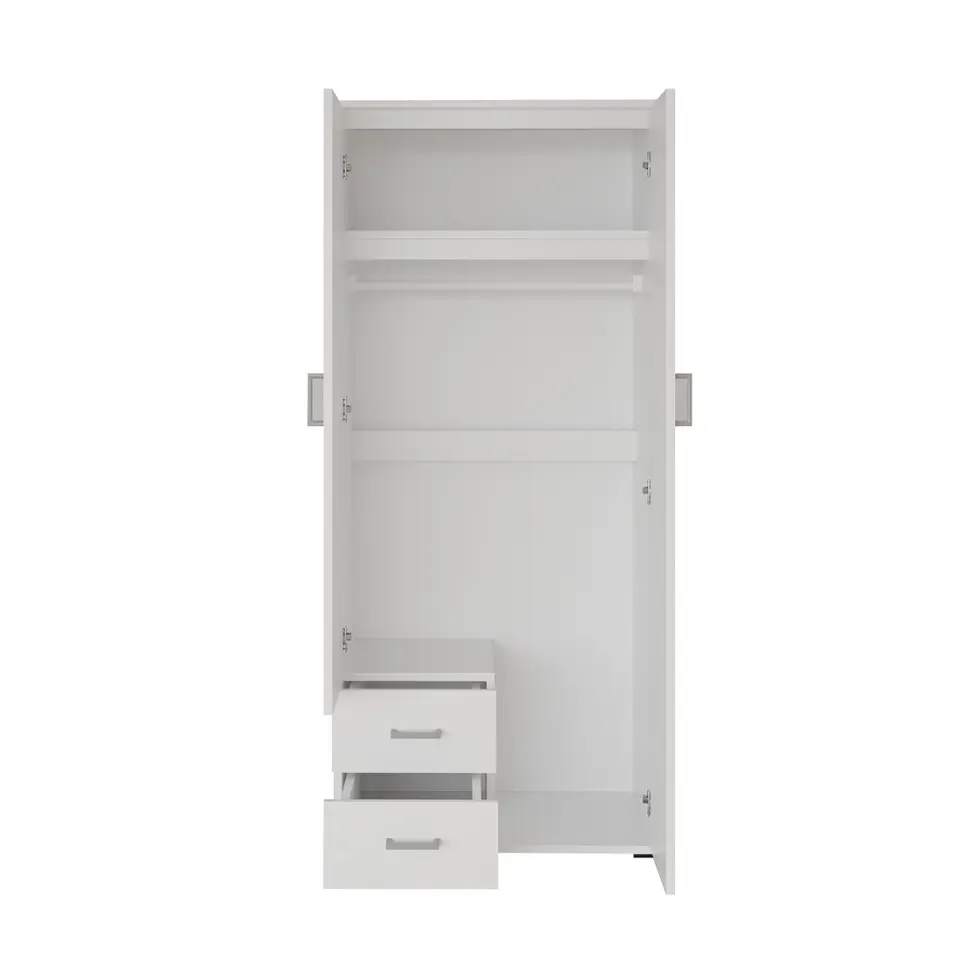 Interiax Kledingkast 'Lena' - Wit - 2 Deurs - 185x80x52cm
