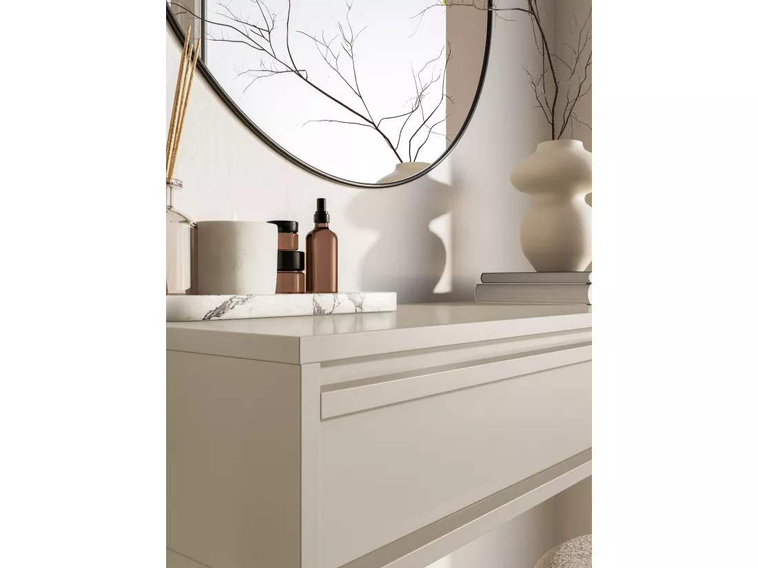Table console - 90 cm - avec tiroir - suspendu - grège - EVO