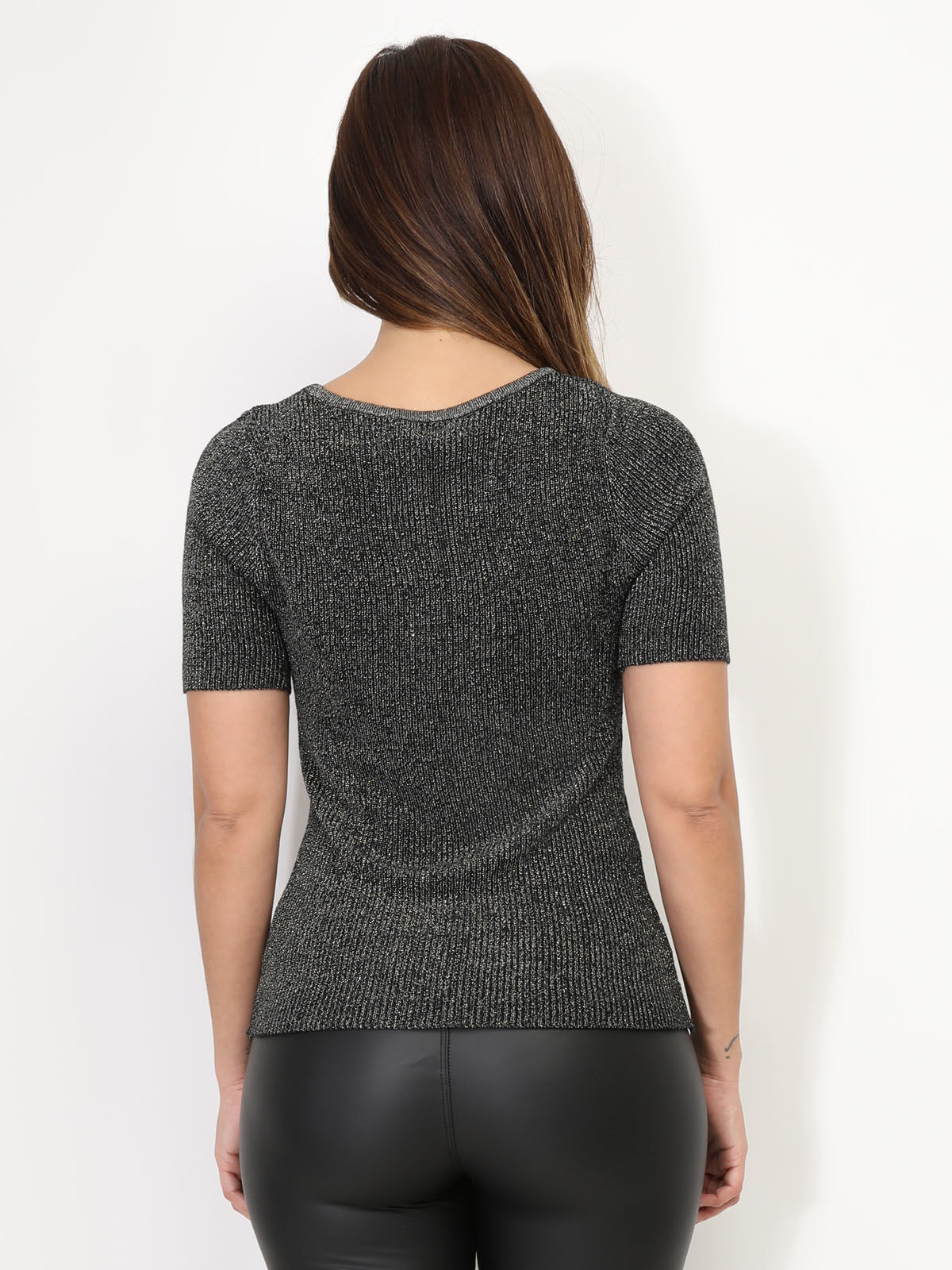 Top en maille pailletée- Noir