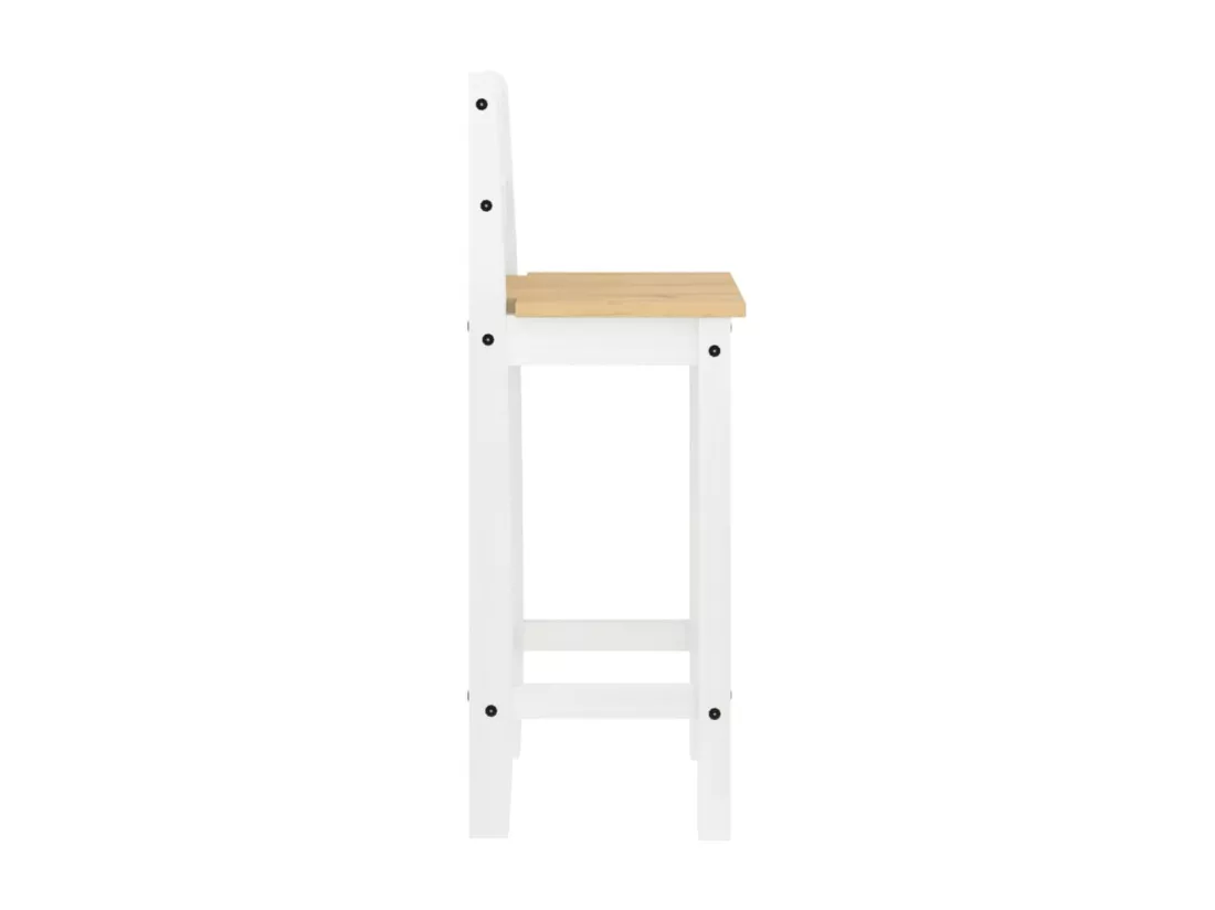 Ensemble de bar 5 pcs Blanc Bois de pin massif