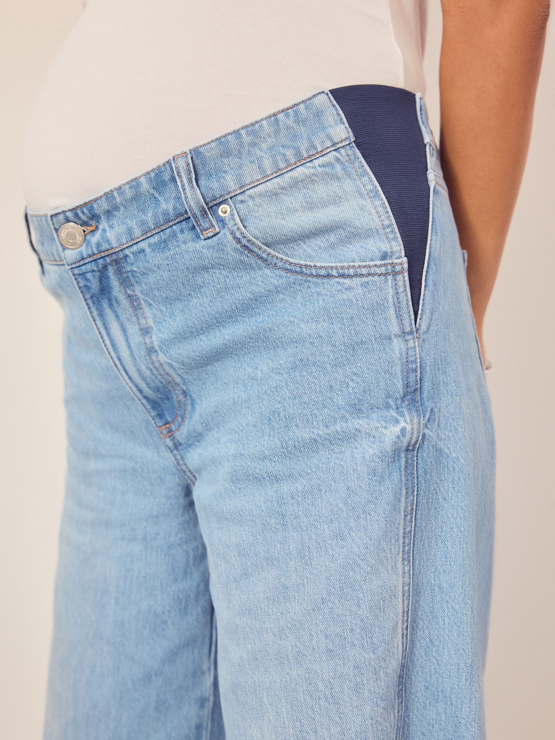 Lichtblauw - Zwangerschapsjeans met wijde pijpen van 100% katoen