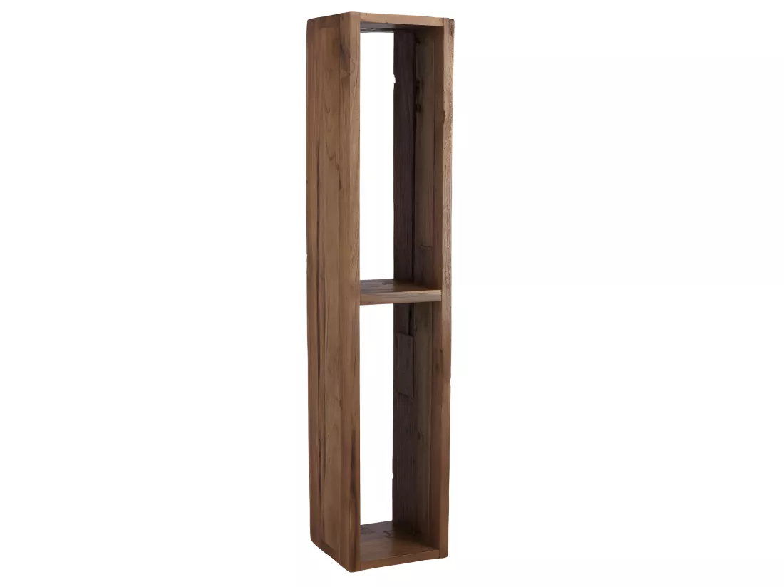 ALIDA - Étagère murale marron rectangulaire 2 niches bois teck recyclé