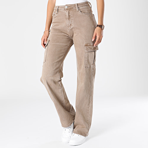 Pantalon Cargo Flare Femme Beige