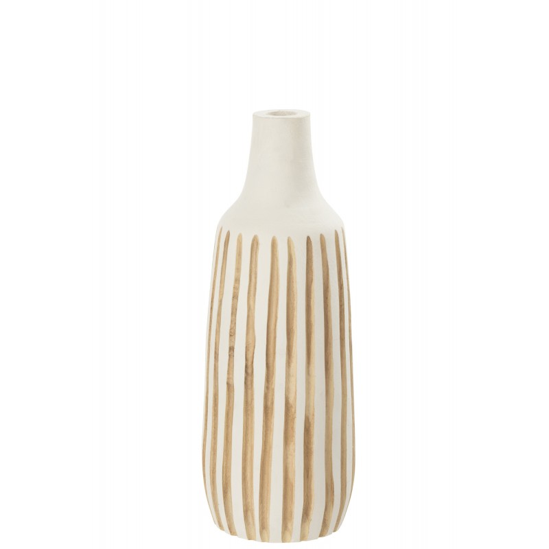Vase en bois blanc 18x18x45 cm