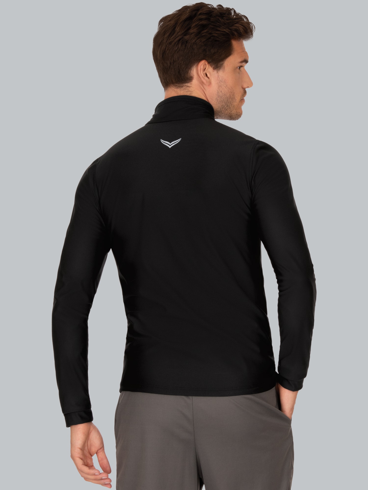 Langärmeliges Sportshirt mit Reißverschluss Schwarz