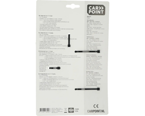 Carpoint testerkit voor aanhangerverlichting, 7-13 pins, 3-in-1, inclusief 2 adapters
