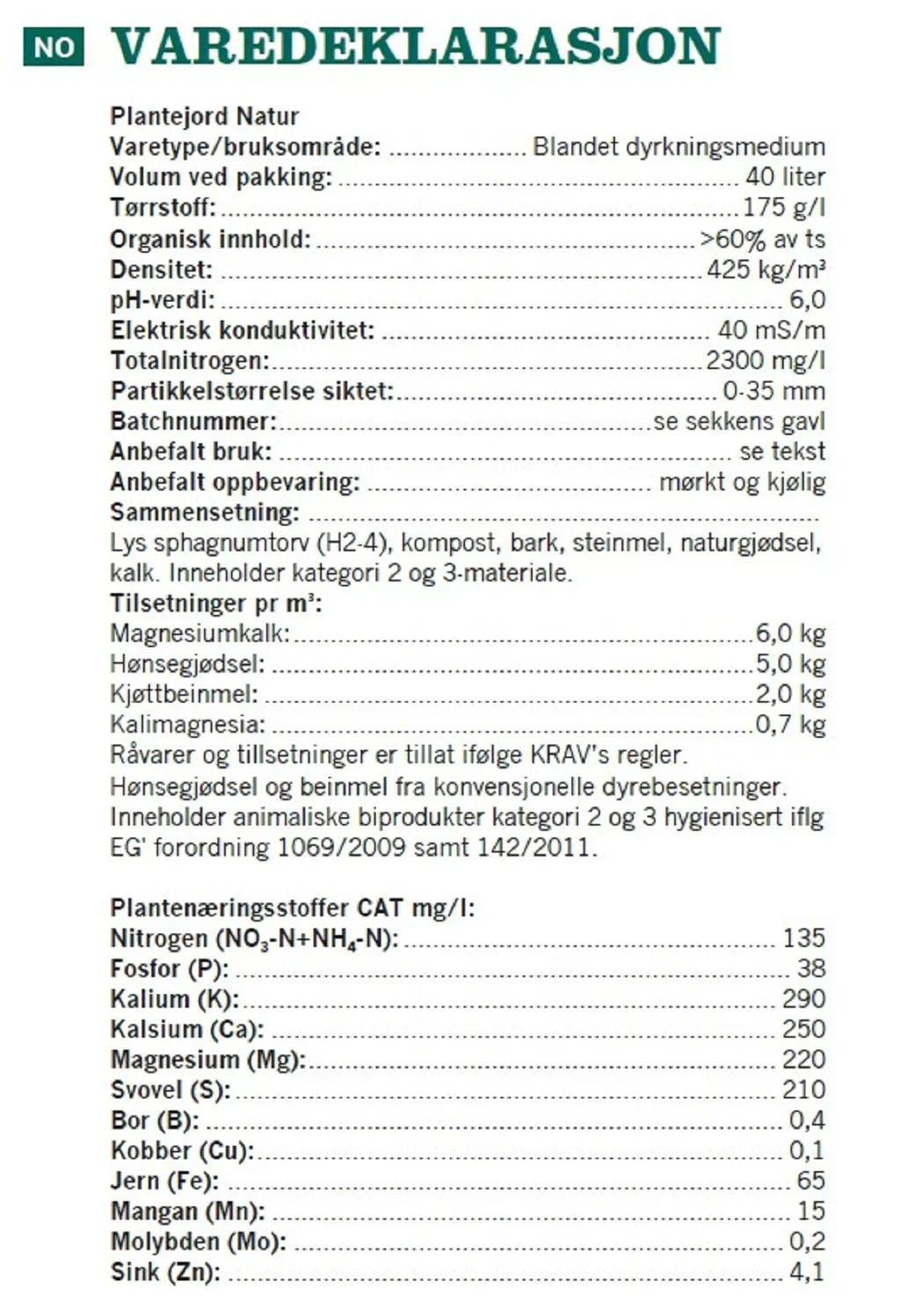 Plantejord Natur 40 L