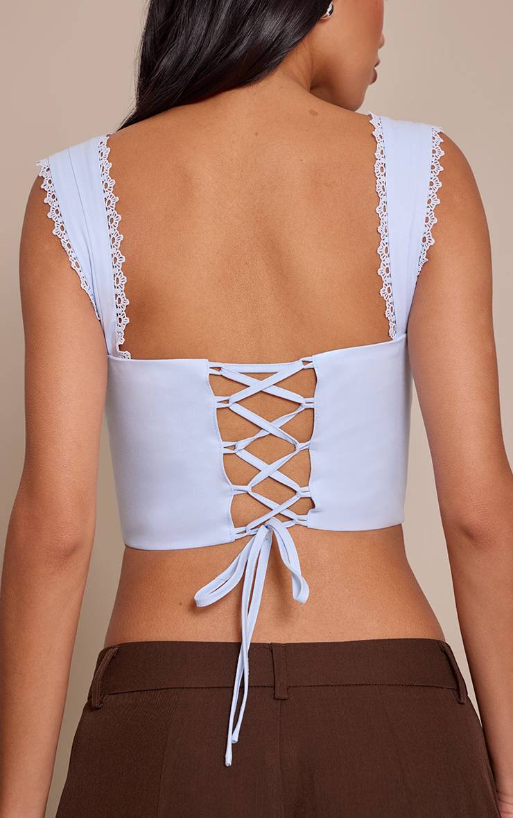 Bleu Pâle Corset Structuré Tissé À Bordure Festonnée