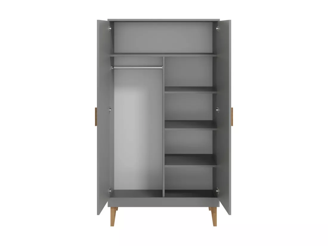 Armoire 2 Portes grise et pieds en bois de chêne Blanka