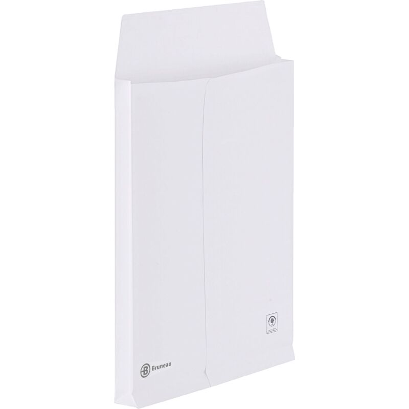 Bruneau - Pochette à soufflet 3 cm blanc 229 x 324 mm 120 g avec fenêtre 50 x 105 mm - Boîte de 50