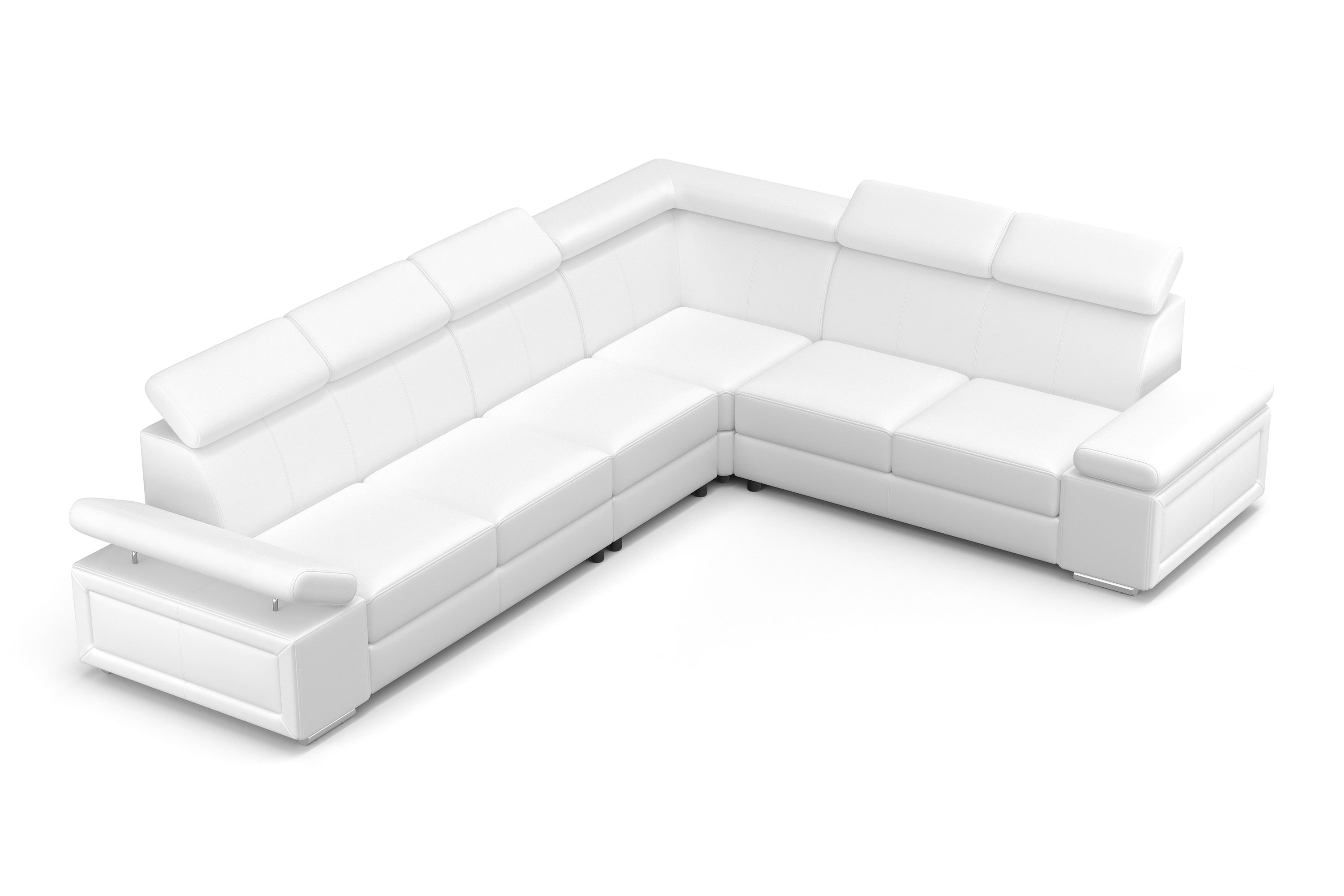 Ecksofa Leder CRISTIANO links/rechts weiss