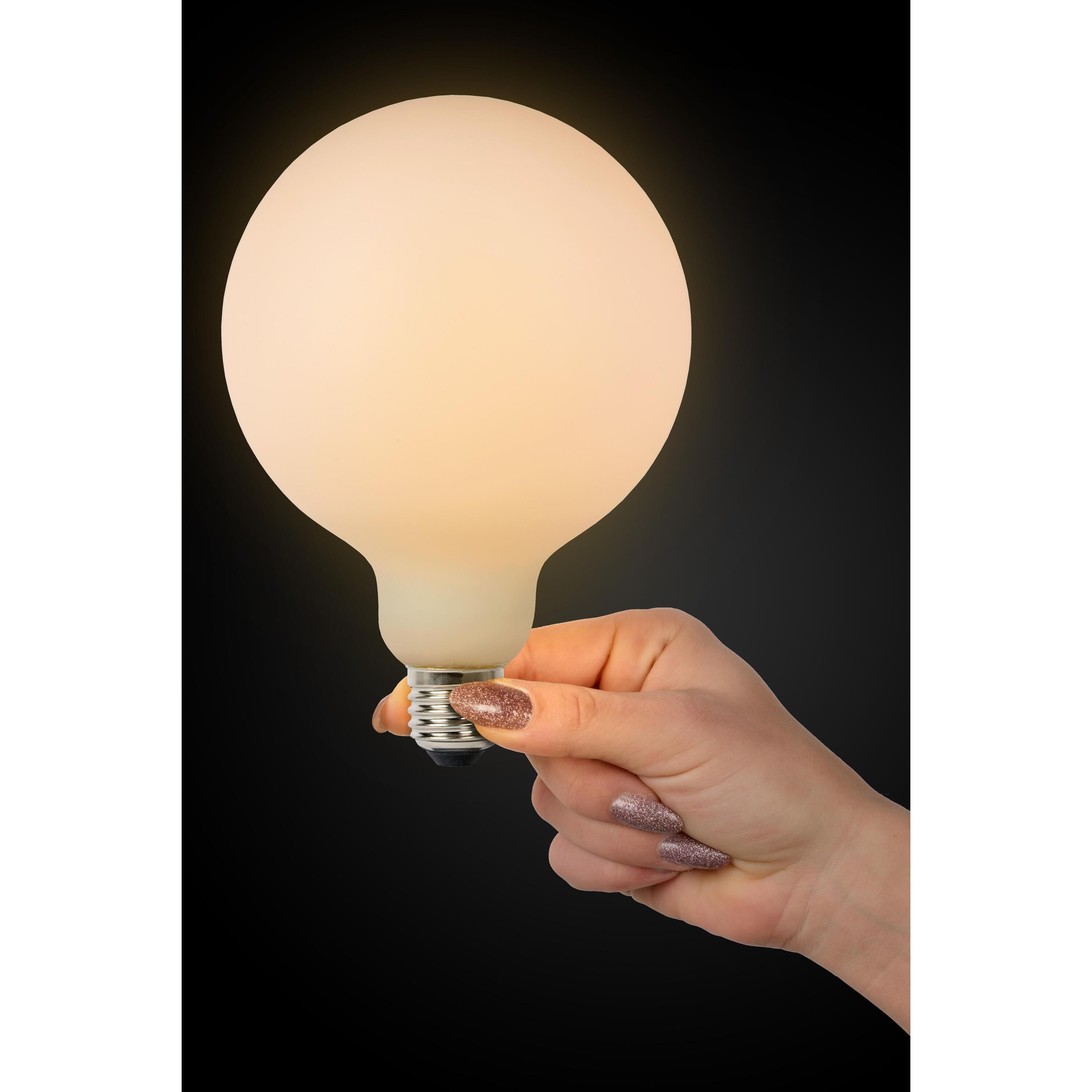 G125 LED lichtbron E27 8W 2700K opaal dimbaar 3-step