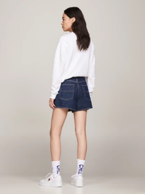 Saia jeans utilitária de pernas largas