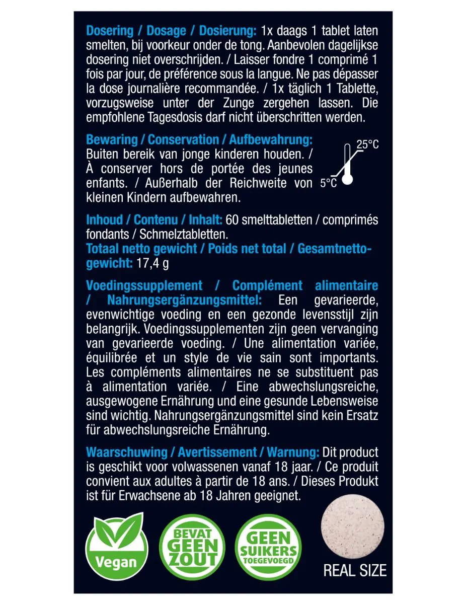 Vitamine B12 & Foliumzuur 60 smelttabletten