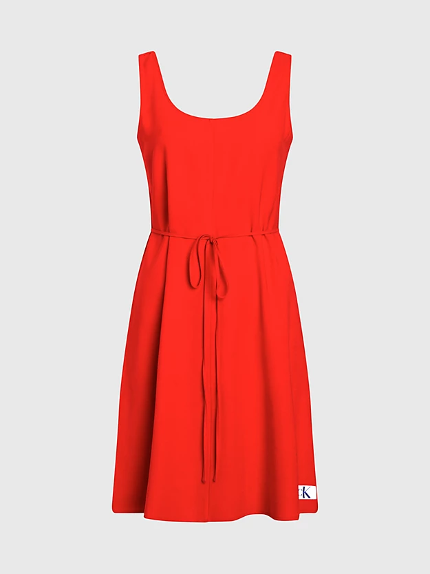 Vestido de sarja macia com nó na cintura.