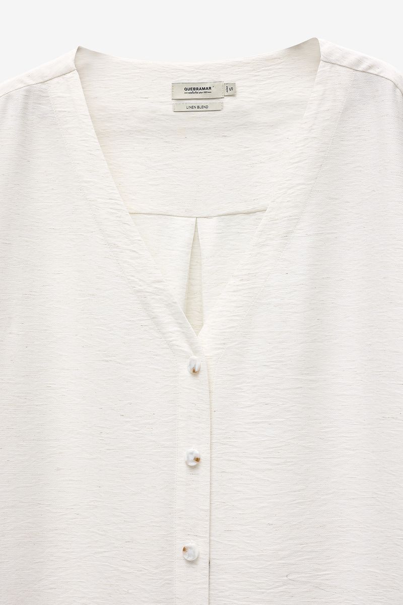 VESTIDO CAMISEIRO COM MISTURA LINHO