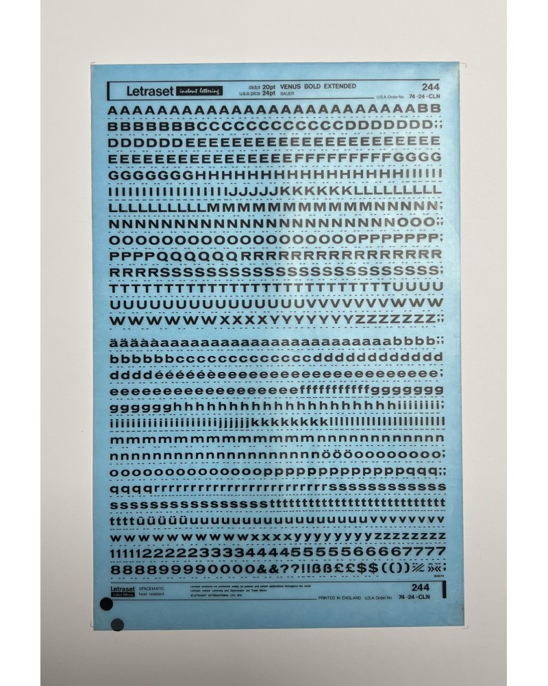 Letraset 244 - VENUS BOLD EXTENDED 20/24pt