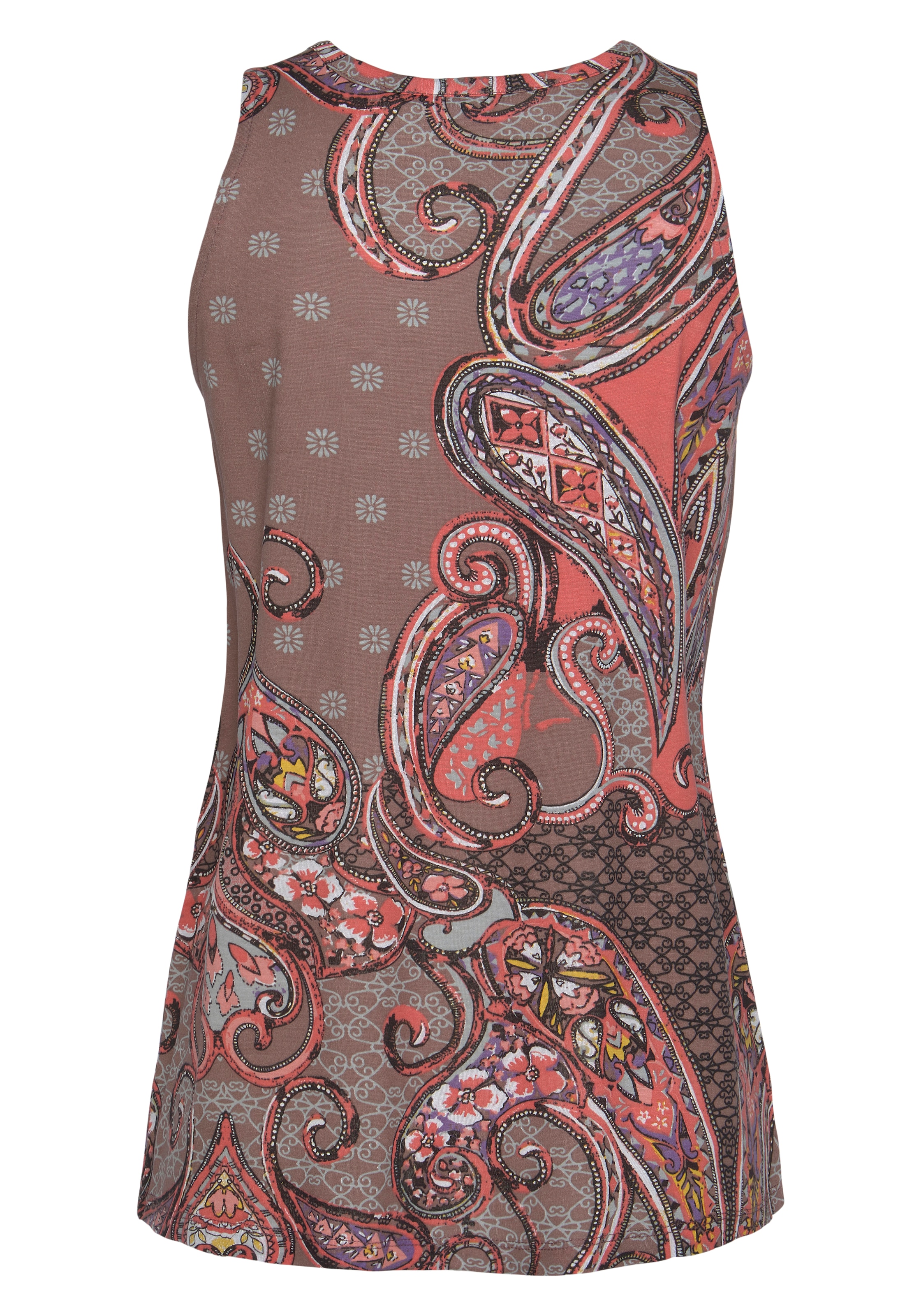 LASCANA Tanktop , mit Paisleyprint und Zieraccessoires, lockere Jerseytop