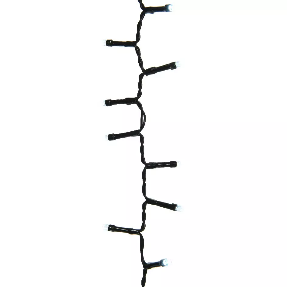 Guirlande lumineuse à piles 4,70 m 192 LED câble noir Durawise Blanc froid