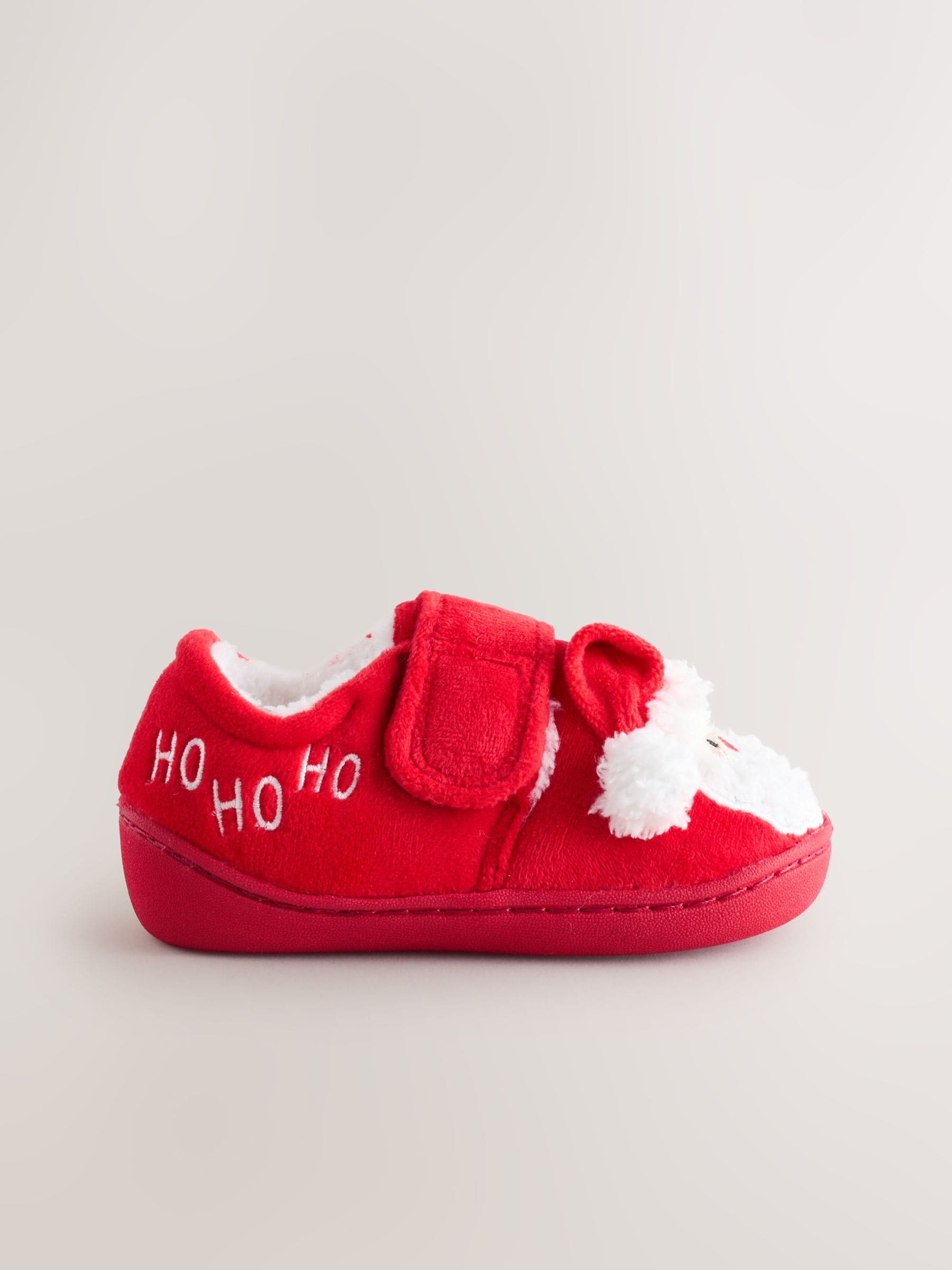 Rood/wit Kerstmis - Warm gevoerde pantoffels met kuipzool
