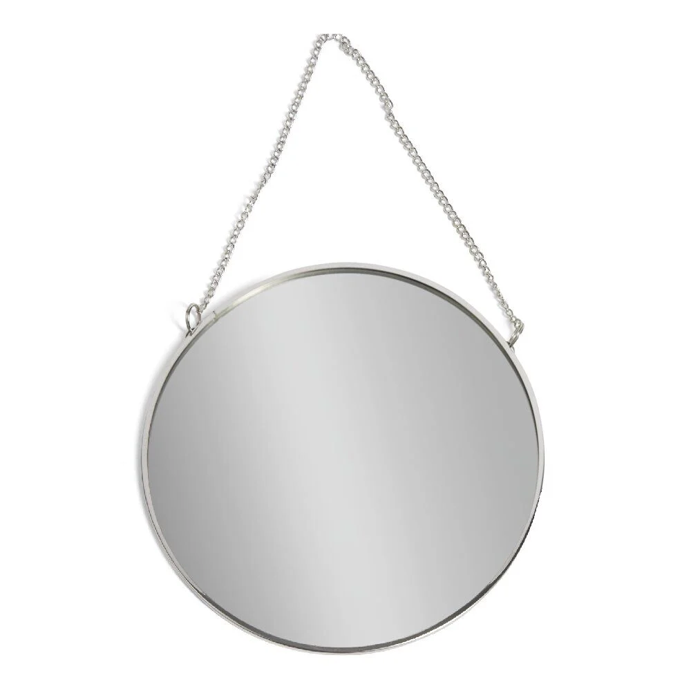 Miroir à suspendre rond avec contour métal - 3 coloris