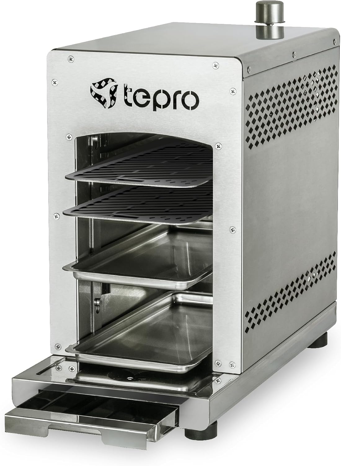 tepro Steakgrill Toronto, Keramikgrill-Infrarot Brenner / Gasgrill mit 3 kW Leistung, max. 800 Grad Gas, Piezozündung, Maße ca. 23 x 56 x 40,5 cm, Silber