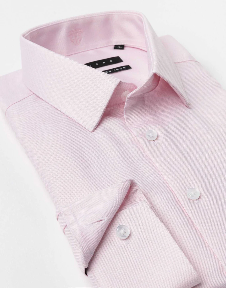 Chemise non-iron coton rose