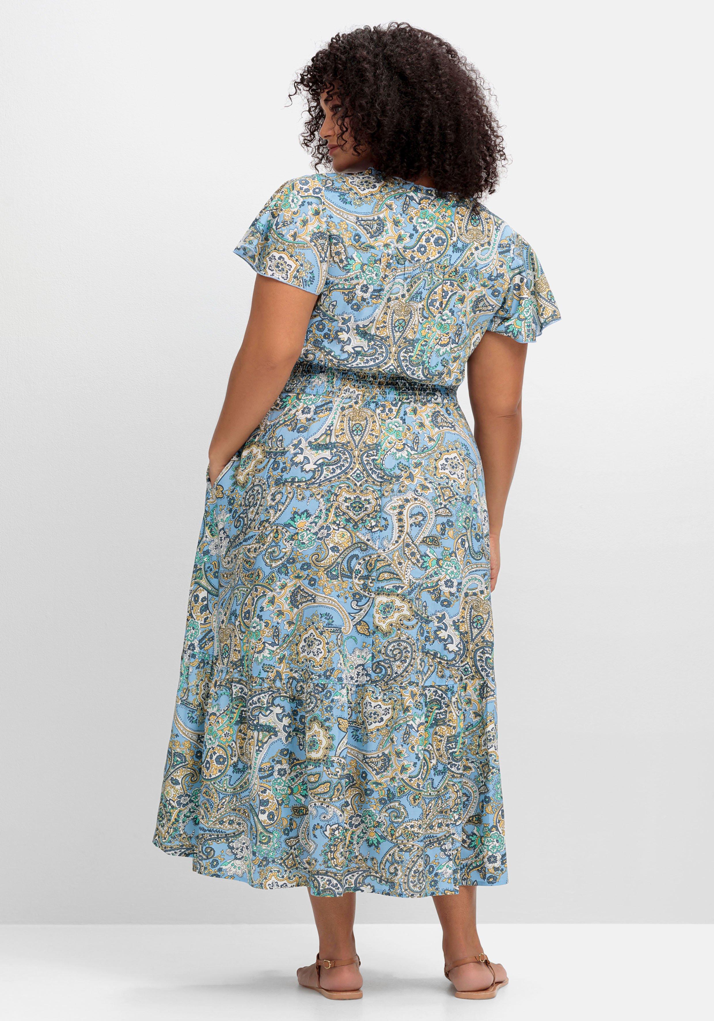 Maxikleid im Paisleymuster, mit Smokbund