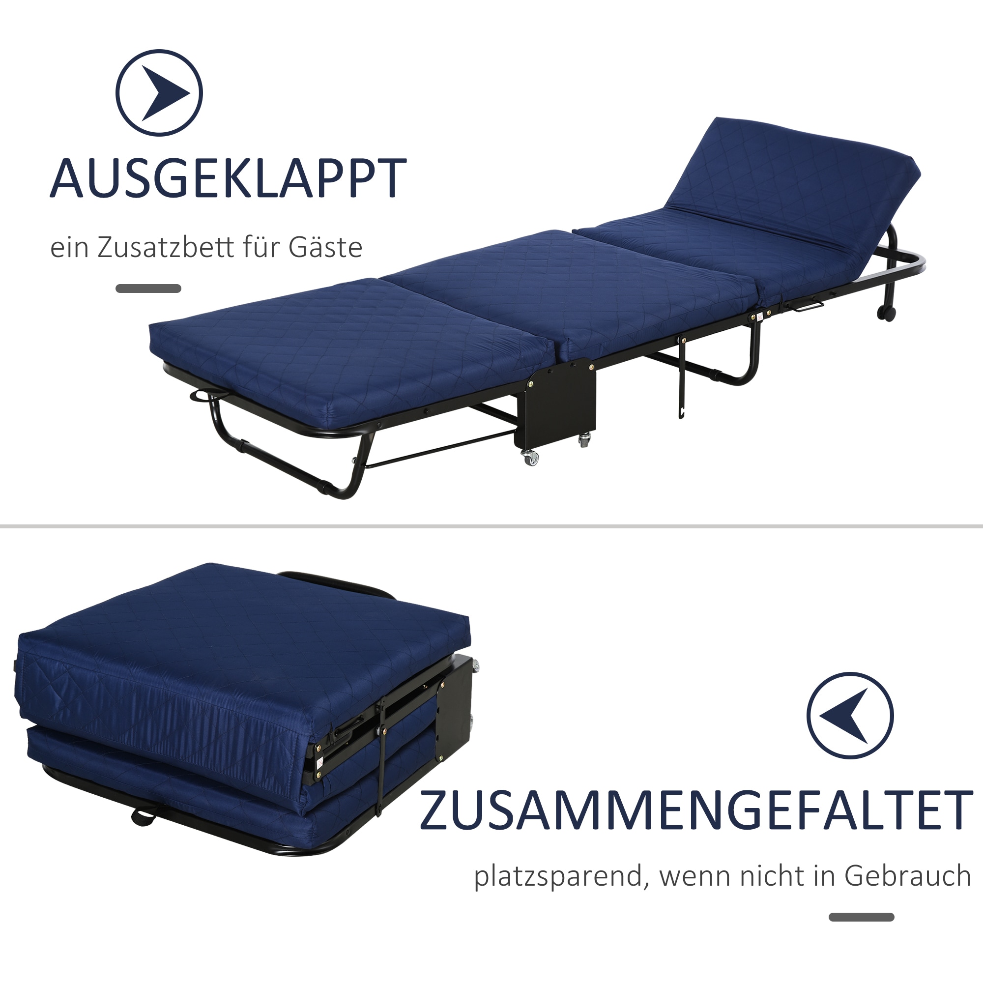 HOMCOM 2-in-1 Schlafsofa mit Rollen 184 x 65 x 26 cm(LxBxH)