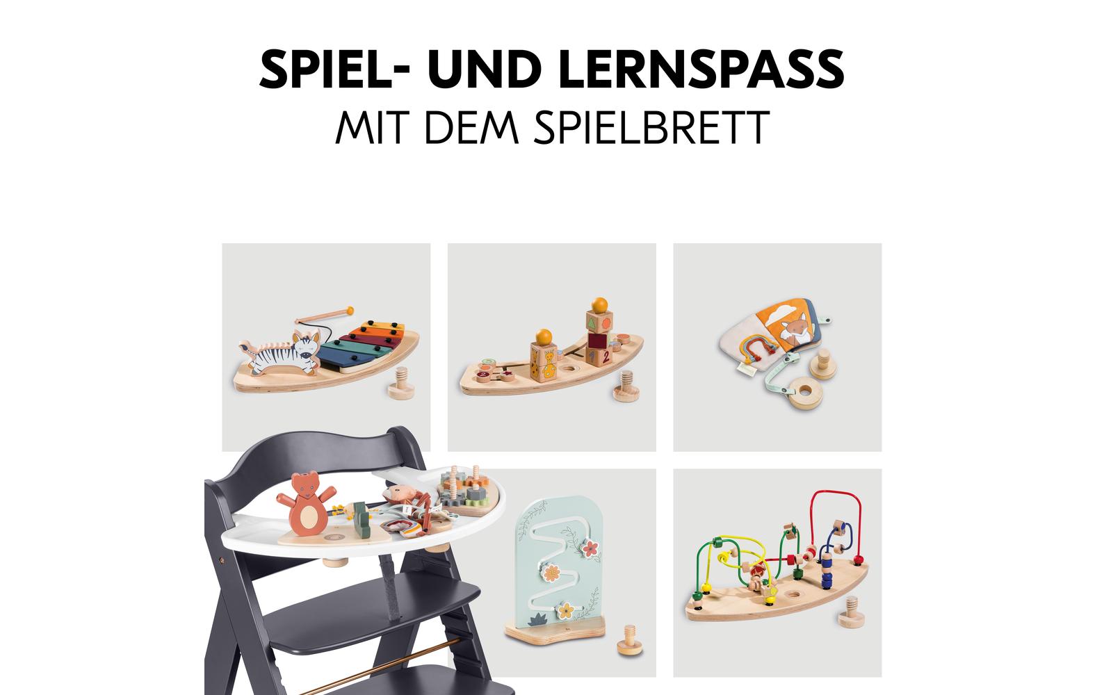 Treppenhochstuhl Beta+ Dark Grey<br>Kippsicheres und mitwachsendes Holzhochstuhlset