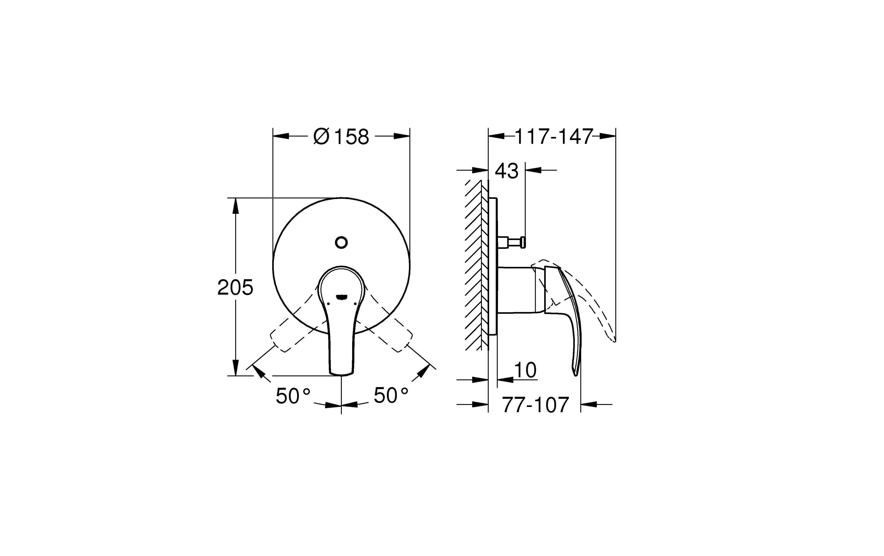 Badewannenarmatur Eurosmart 46 mm, Chrom<br>Wannenbatterie