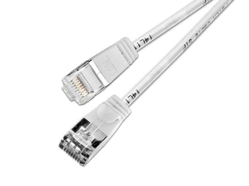 SLIM Slimpatchkabel RJ-45 - RJ-45, Cat 6, U/FTP, 0.15 m, We Geschirmtes Cat 6 Twisted-Pair-Kabel (U/FTP) mit Klinkenschutz