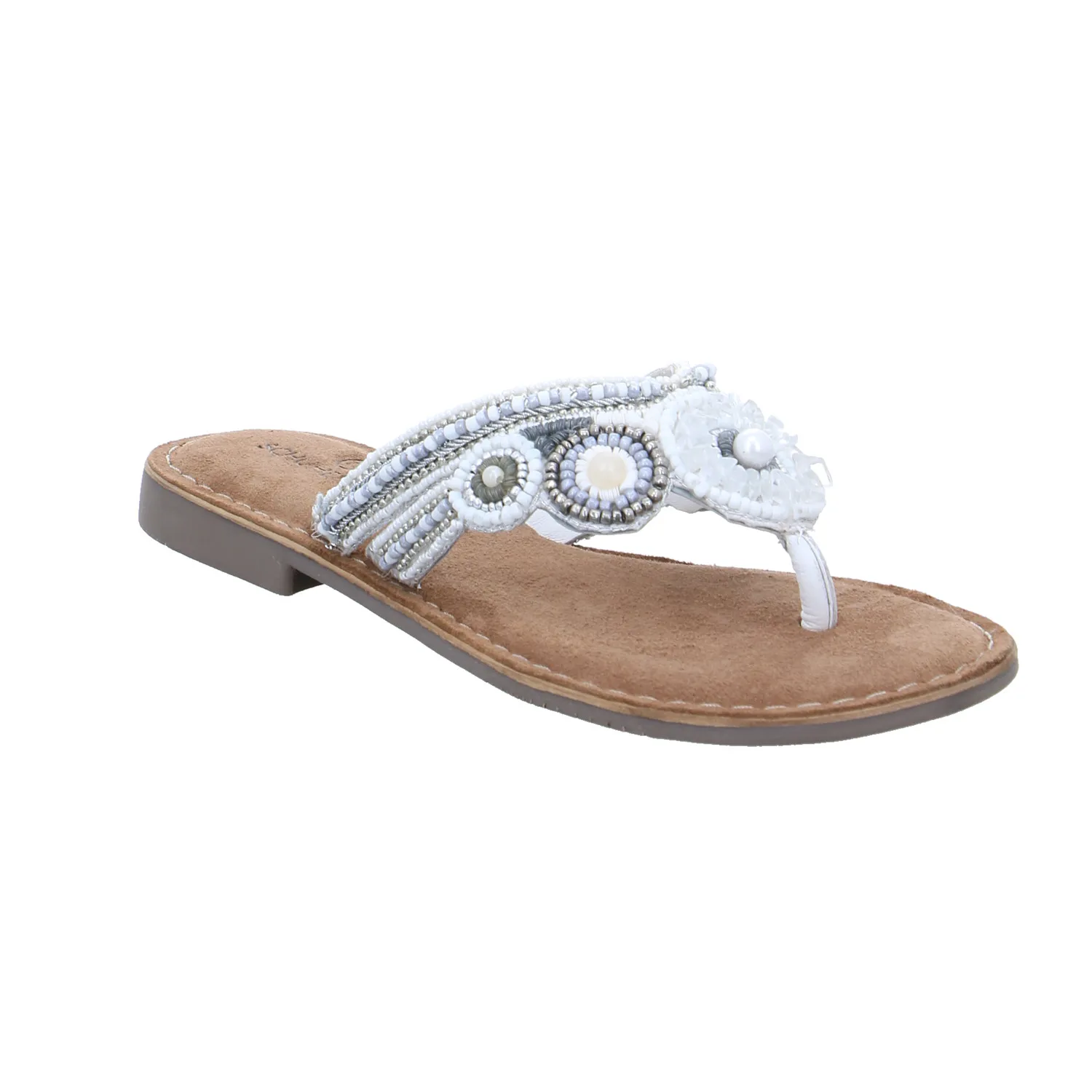 SCHUHENGEL Zehentrenner-FlipFlop Weiss Leder