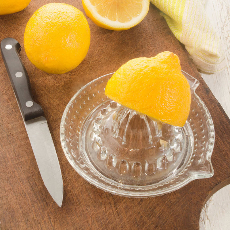 (Ø15cm) Glas Zitronen Saft Presse Orangen Entsafter Hand Zitruspresse - Transparent