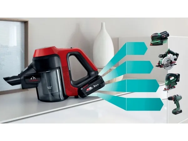 Bosch Unlimited 7 BCS711PET ProAnimal - Støvsuger - pind/håndholdt (2-i-1) - uden pose - ledningsfri - rød - 1 batteri