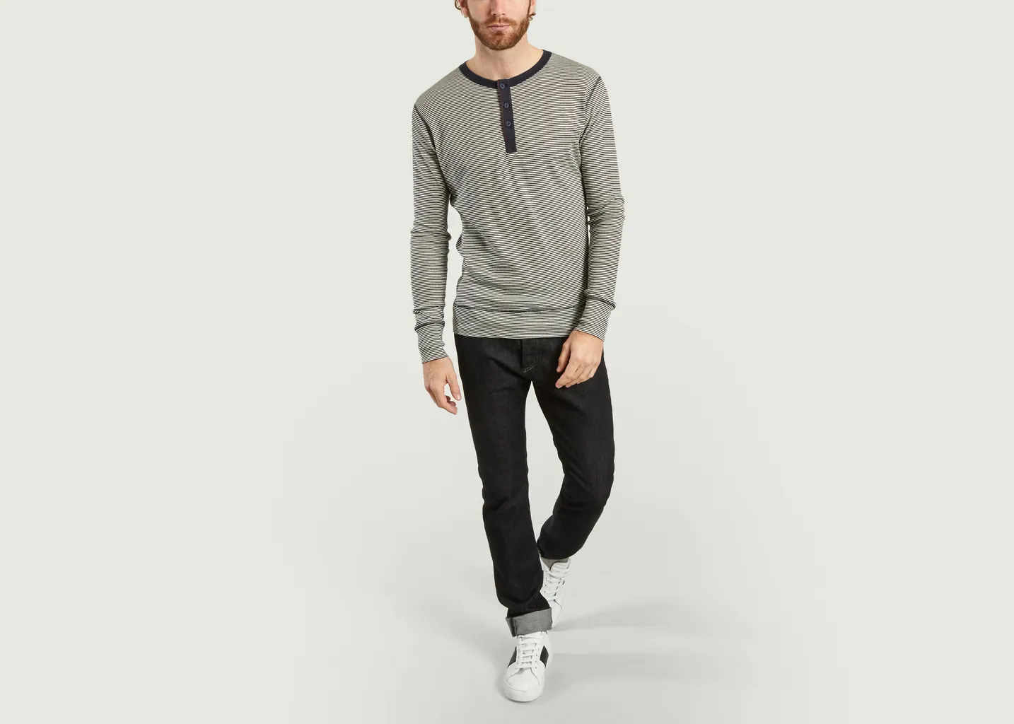 T-Shirt Manches Longues Henley Rayé Harri Hemen