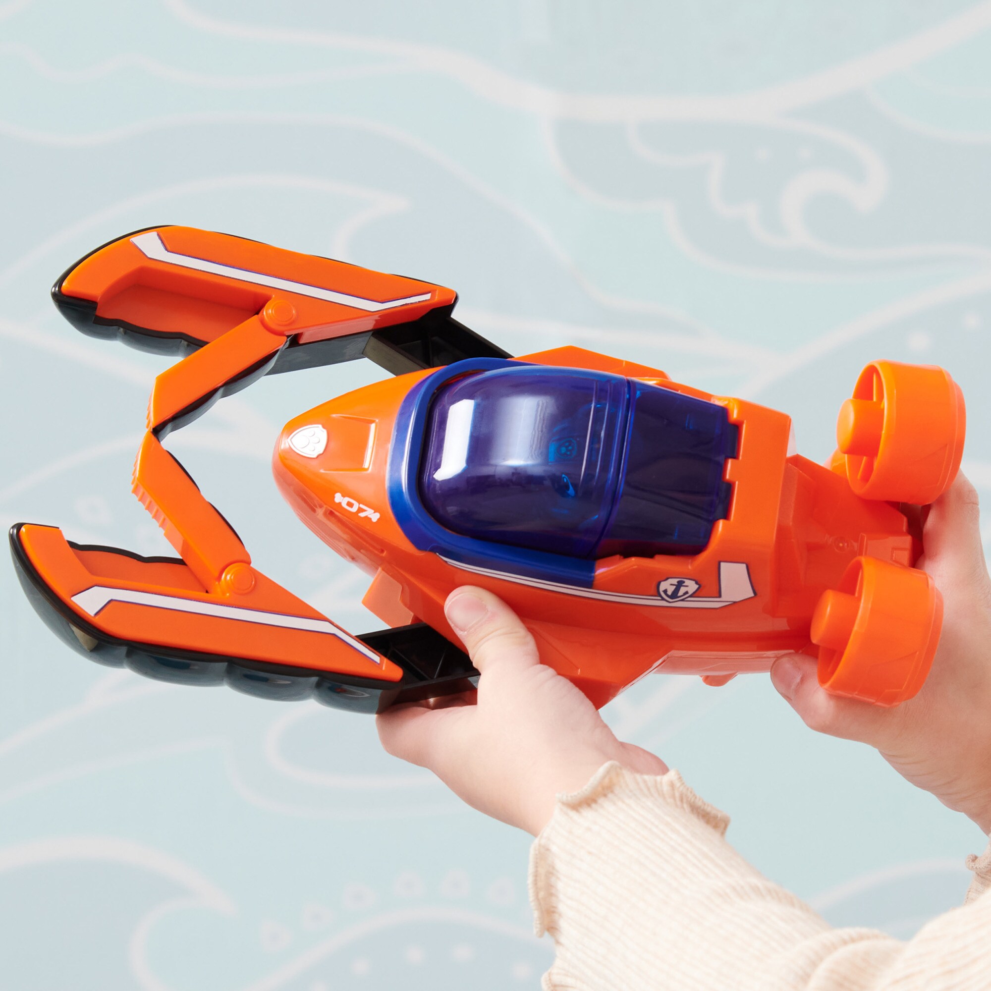 Spin Master Spielfahrzeug Paw Patrol Aqua Pups - Basis Fahrzeug im Hummer-Design mit Zuma-Welpenfigur