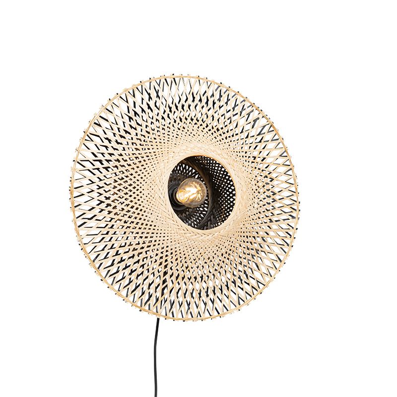 Oosterse wandlamp bamboe 50 cm met stekker - Rina