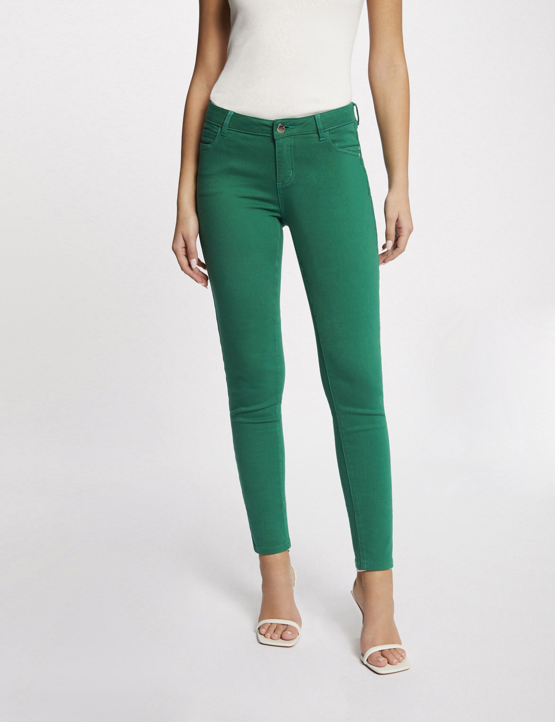 Pantalon skinny taille basse vert femme - vert