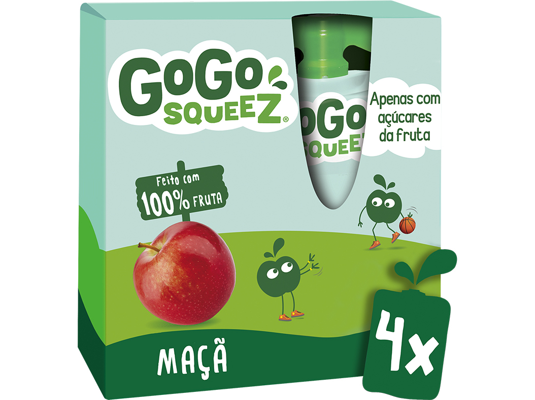 SAQUETAS FRUTA GO GO SQUEEZ MAÇÃ 4X90G