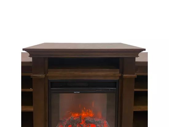 Cheminée électrique sur pied en bois de noyer L179 x P48 x H85