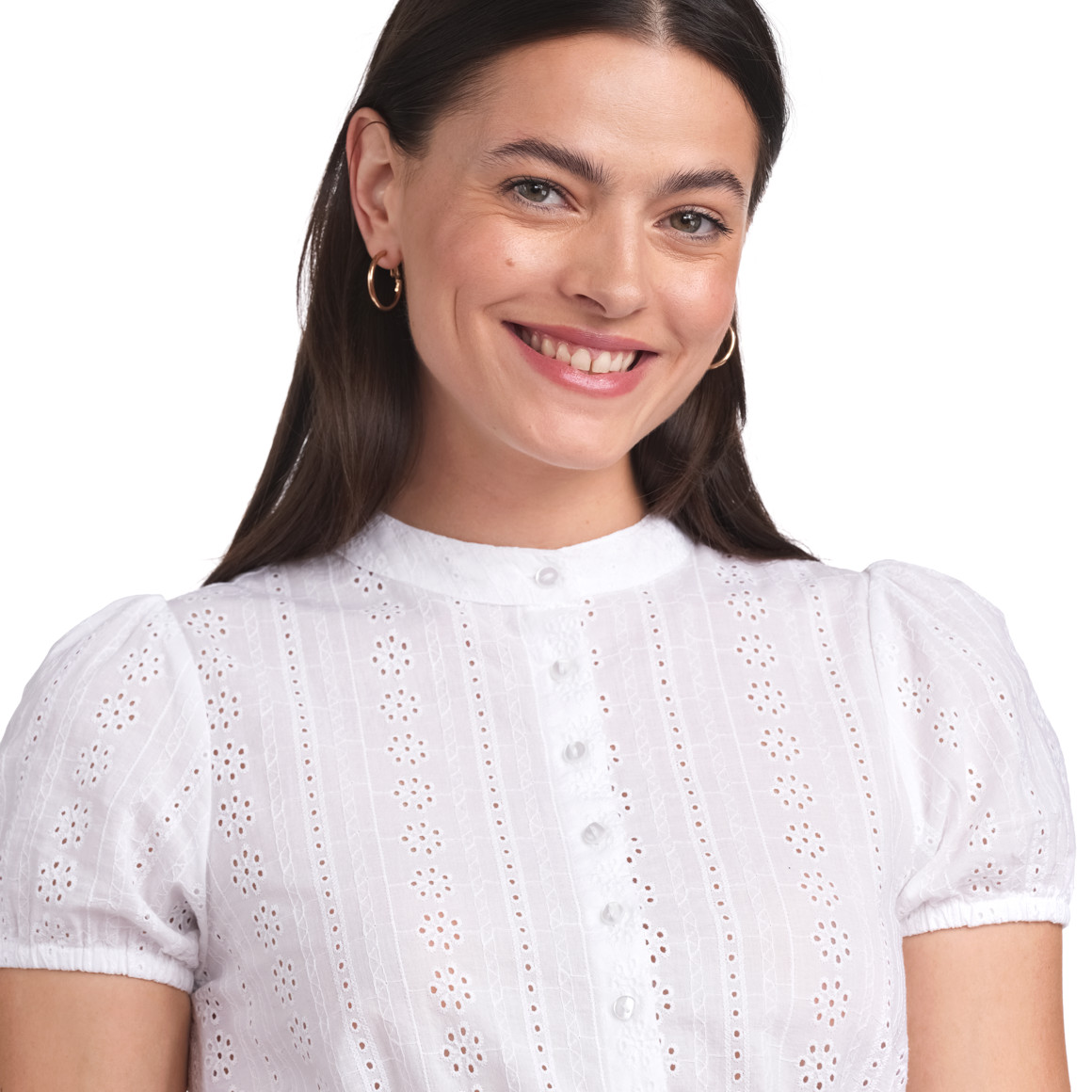 Gina Benotti Damen Dirndl-Bluse mit Lochstickerei weiss