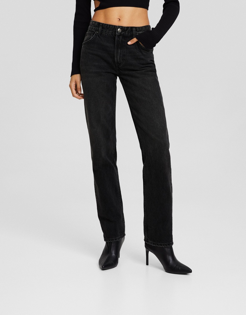 calça jeans de corte reto
