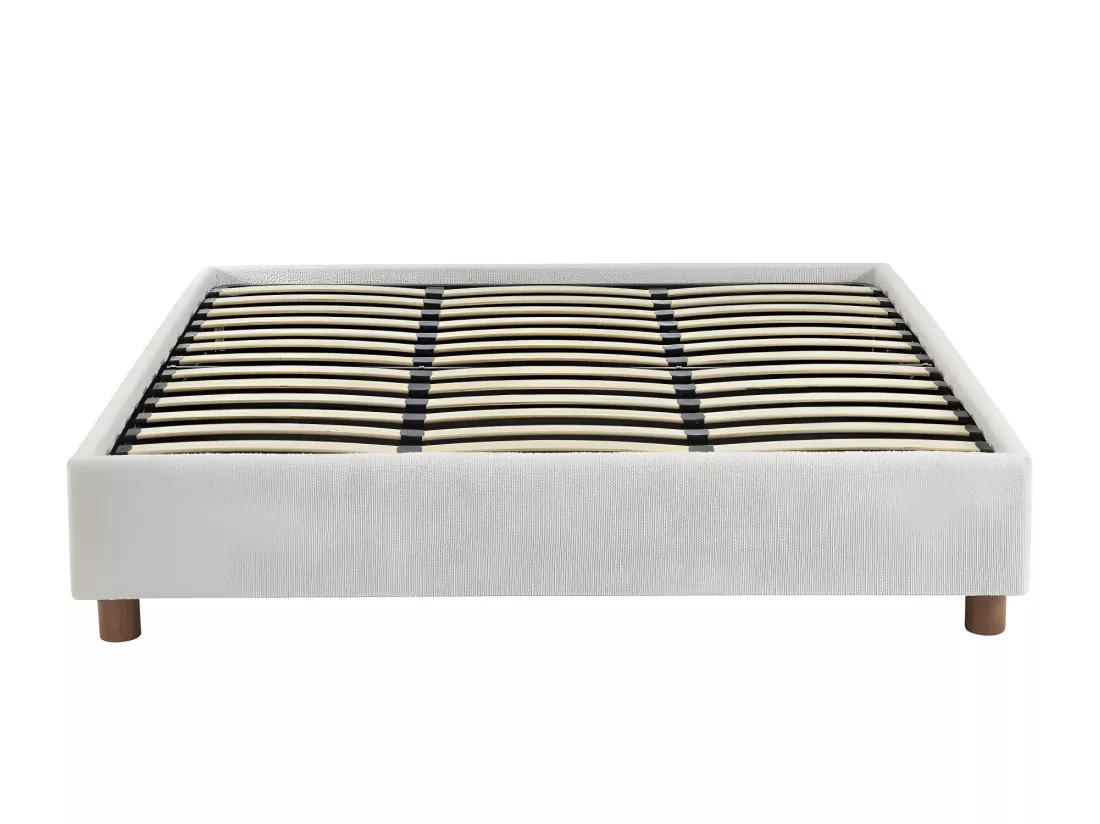 Millo - Lit coffre en tissu bouclette 180x200cm - Ecru