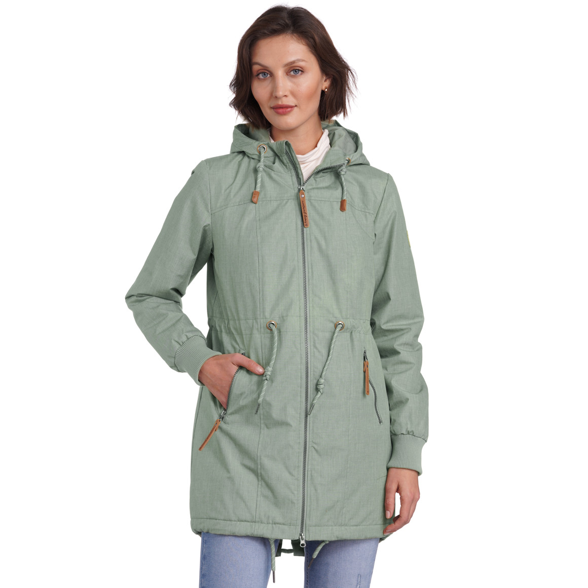 Gina Damen Parka in Melange-Optik helloliv