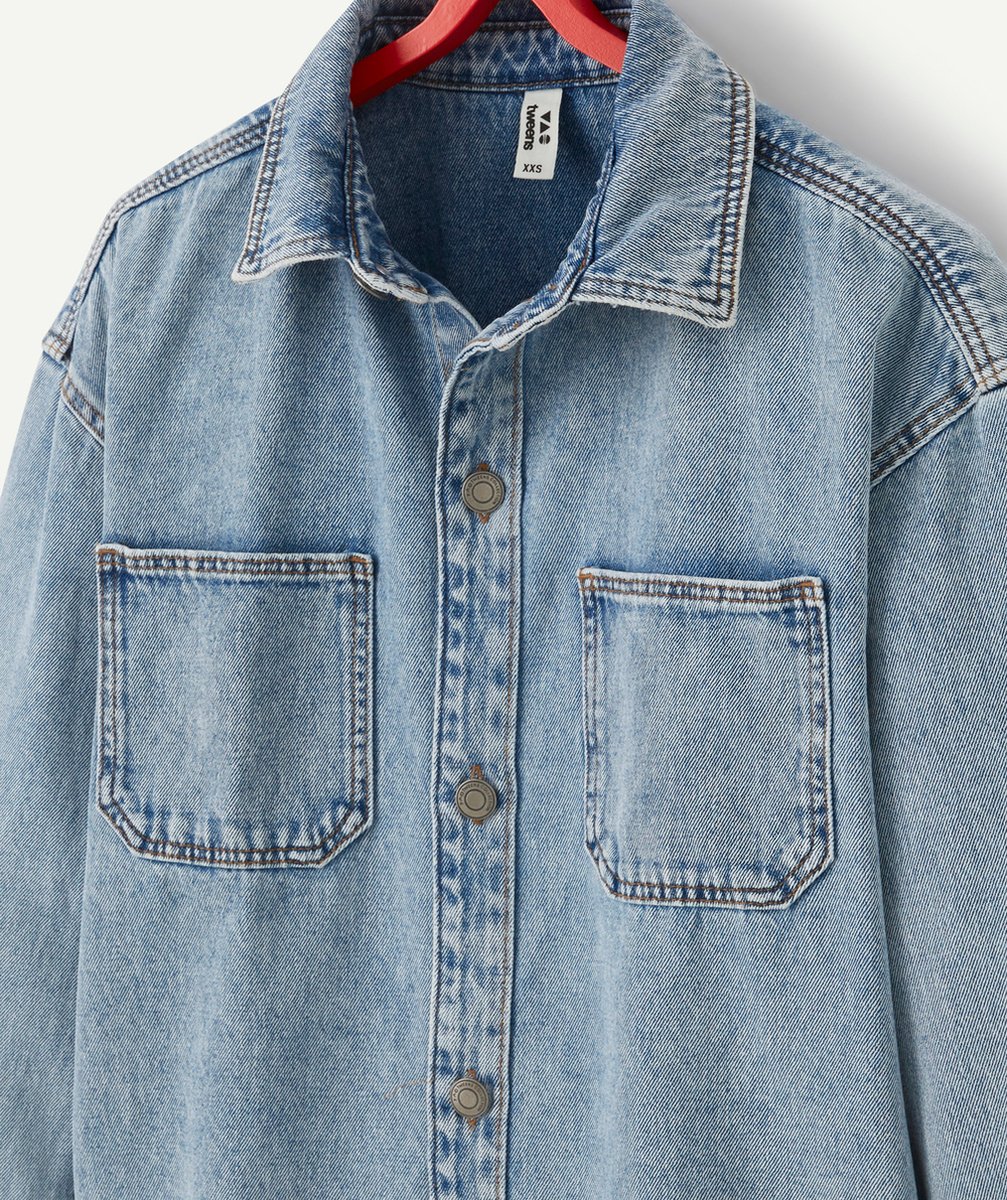 SURCHEMISE MIXTE EN JEAN BLEU DÉLAVÉ LOW IMPACT