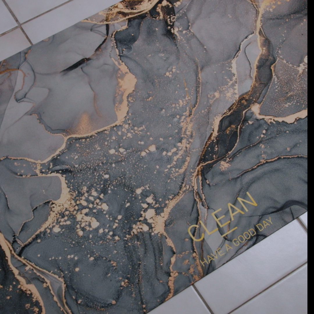 (50x80cm) Marble Badteppich Anti-Rutsch Badematte Wasserabsorptions Boden Teppich - Anthrazit