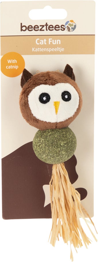 Beeztees kattenspeelgoed uil met catnip bruin 3 x 6 x 16 cm